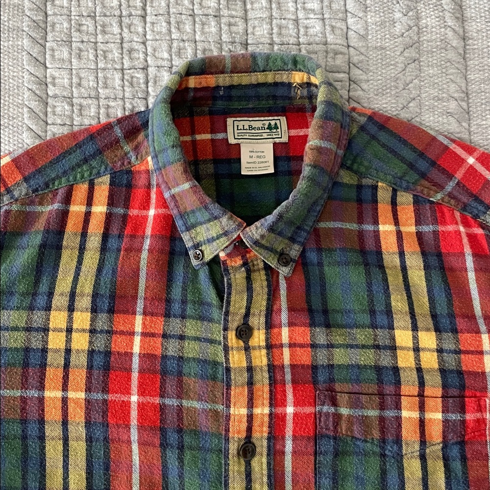 L.L. Bean Colorful Plaid Flannel Shirt ItemID: 228061